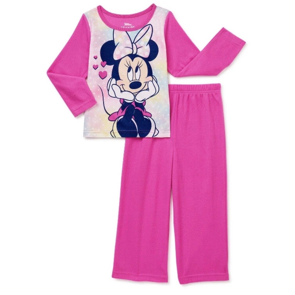 Disney Minnie Mouse Pajamas Girls 18M Pink New 2-Piece Flannel PJ Set